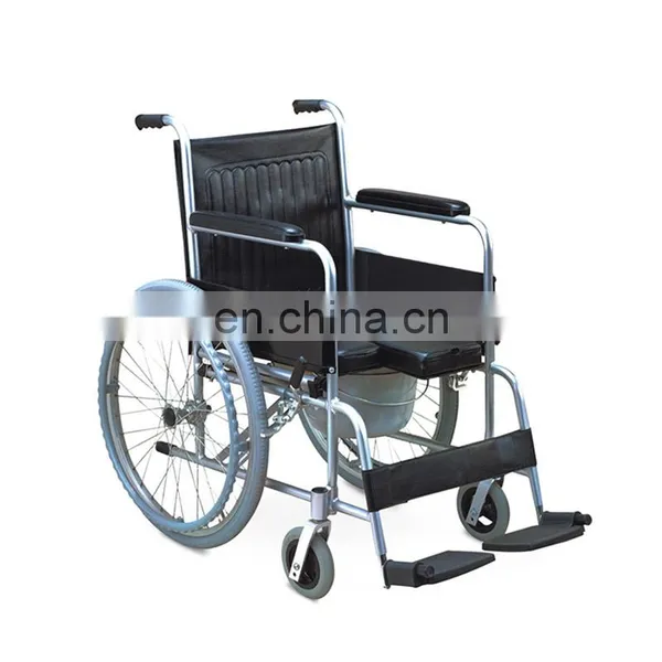 Foldable Chromed Steel Hospital Medical Commode Chair With Solid Castor photo-4