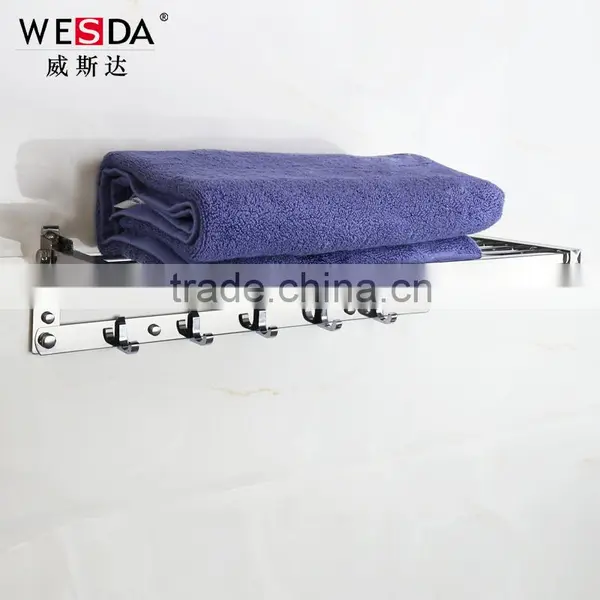 Wesda 90 Degree Rotation Bathroom Wall Towel Shelf With Hooks A0107 photo-3