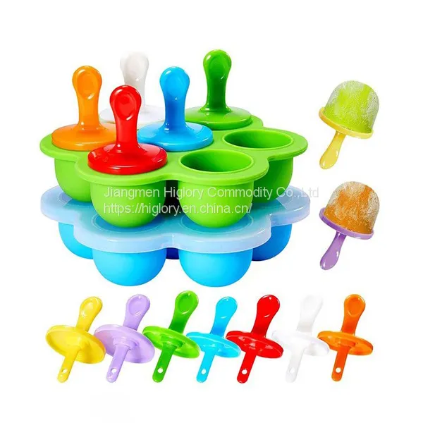 7 Cavity Non-Stick Popsicle Makers Baby Food Storage Container Silicone Popsicle Molds Mini Silicone Ice Pop Molds With Sticks photo-2