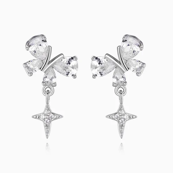 Shining Star Jewelry Fine Jewelry Silver Butterfly Earrings For Girls photo-2