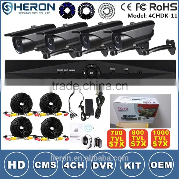 4/8/16ch HD 1000TVL H.264 P2P A Key Internet DVR KITs Security Cctv Camera System photo-2
