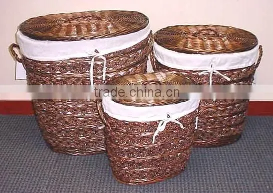 Goldlion Willow & Seagrass Baskets With Handles &liner photo-2