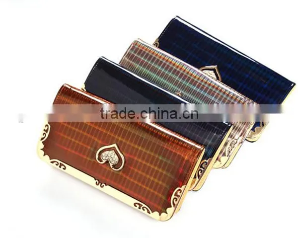 Latest Design Ladies Hand Purse Clutch pu Wallet Heart Rhinestone Purse photo-2