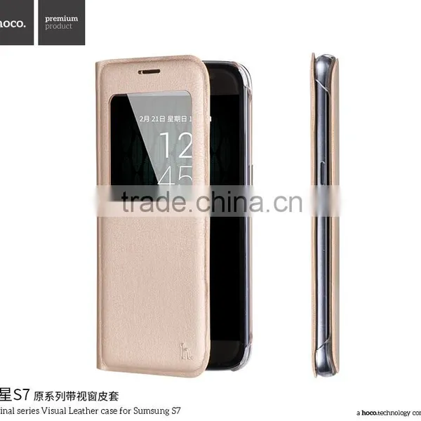 Hoco Flip PU Leather Case For Samsung S7 Original Series Leather View Window Protective Case For S7 TB-0259 photo-4