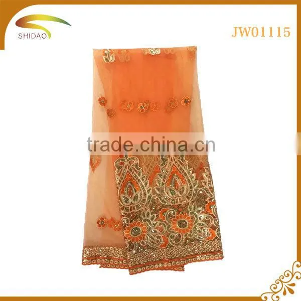 Wholesale High Quality Nigerian Decorative Embroidery 3D Patterned Silk Fabric for Bridal Dress photo-5