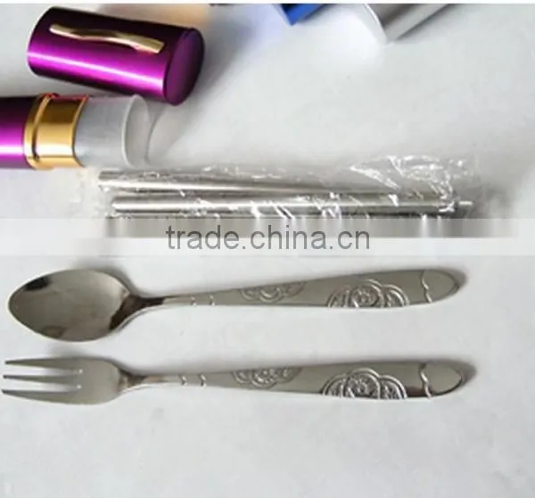 Outdoor Mini Stainless Steel Folding Chopsticks Spoon Fork Kits photo-2