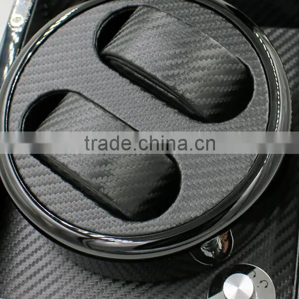 Custom Black Wooden 2 Slot Automatic Carbon Fiber Watch Winder photo-5