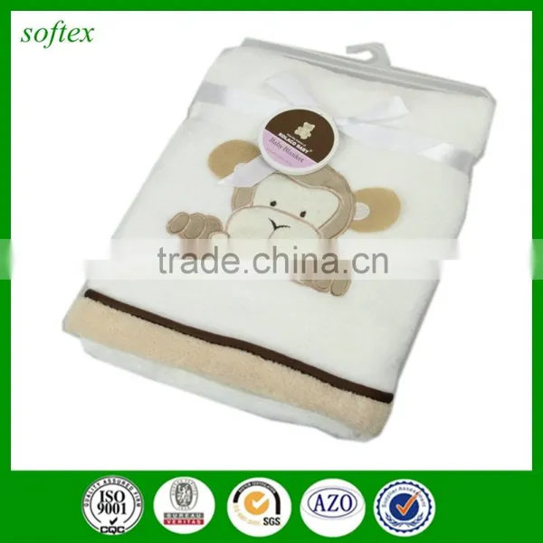 102*76cm 280g Flannel Baby Blanket Pattern Embroidered Baby Blanket