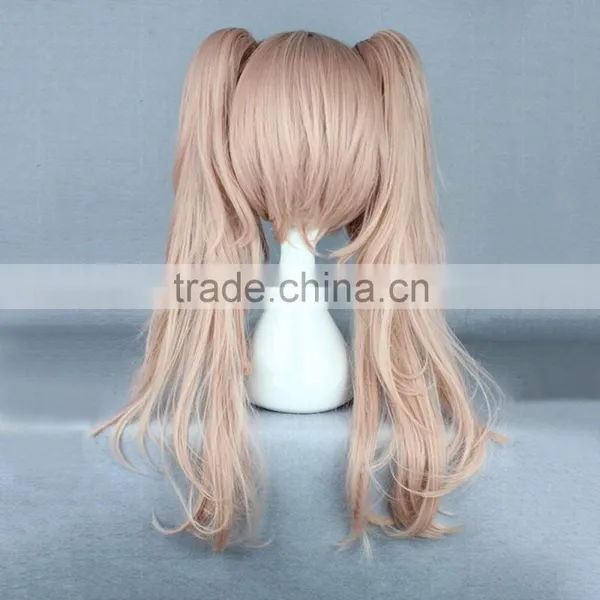 Quality Girls Long Curly Pink Manga Super Danganronpa 2 Cosplay Junko Enoshima Wig Ponytails photo-3