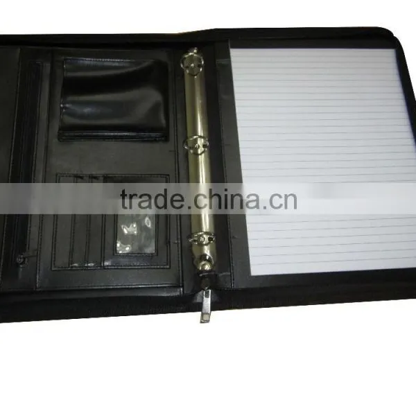 Zipped Bonded Leather Compendium Ring Folder A4