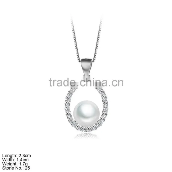 PPA2-014 925 Silver Oval Shape Pandent With Oval Pearl