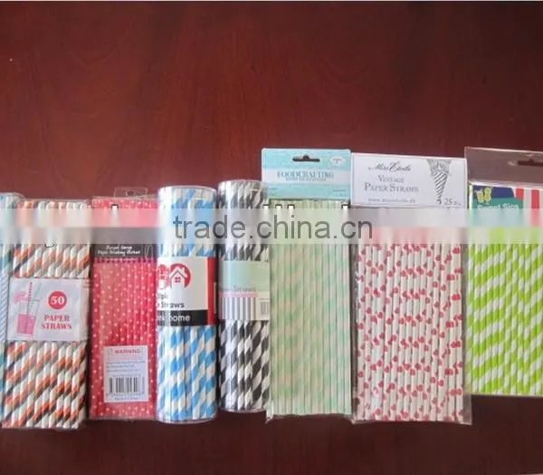 6*197mm Straight Paper Drinking Straws With Lovely Pattern photo-3