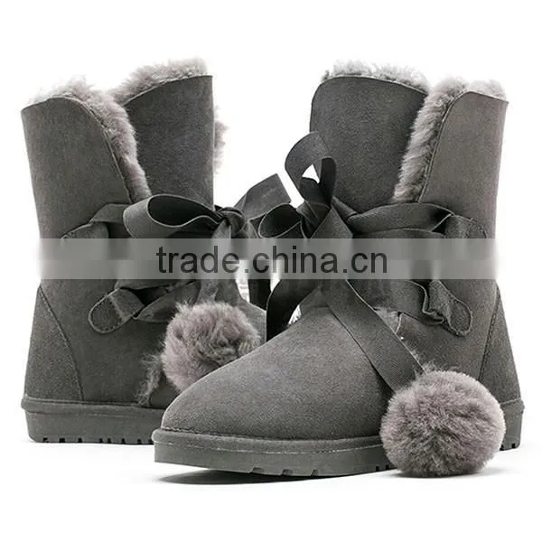 Hot Selling Snow Buckle Fastener Sweet Leather Boots Women photo-2