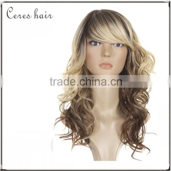 Curly Wavy Wig Blonde High Temperature Synthetic Fiber Lace Front Blonde Wig photo-3