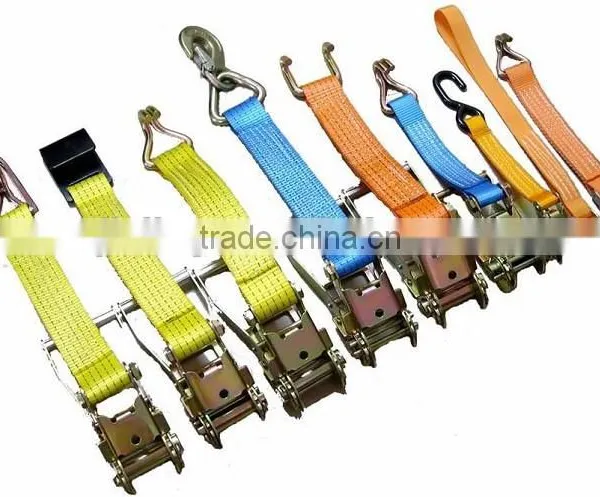 Polyester Webbing Belt Cargo Lashing Strap/ Ratchet Tie Down photo-2