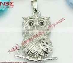 Hot Sale Animal Design Fashion Costum 925 Silver Jewelry Pendant, Owl Design Silver cz Pendant, Wholesale Silver925 Jewelry