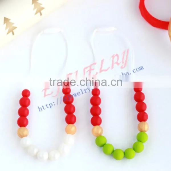 Multicolor Round Silicone Teething Beads Necklace Teething Baby Necklace Breakaway Clasps Statement Necklace TN061