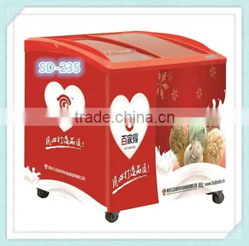 CE Approved Supermarket Curved Sliding Glass Door Display Freezer Ice Cream Freezer photo-6