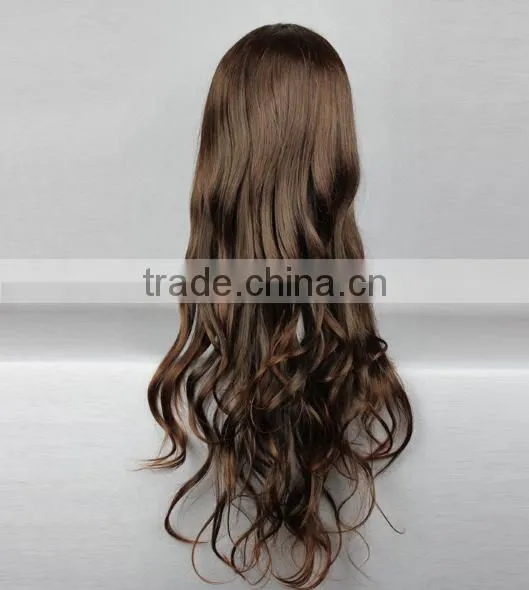 Synthetic Dark Brown Long Straight Kinky Wavy Wig N427 photo-3