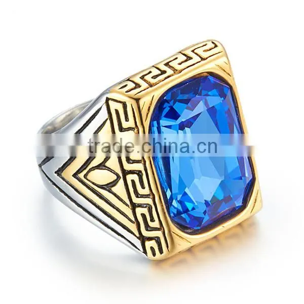 Gold Silver Plated Vintage Surgical Stainless Steel Gemstone Ring photo-4