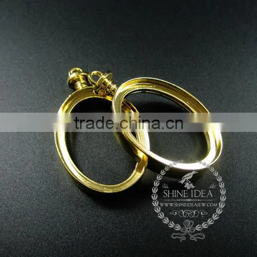 30x40mm Gold Plated Alloy Oval Pendant Charm DIY Bezel Setting Glass Tray Jewelry Supplies 1850258 photo-2