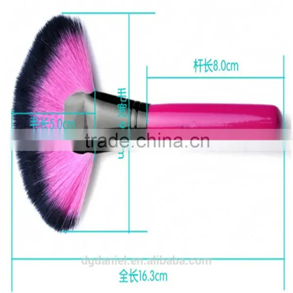 Wooden Rose Handle Cosmetic Fan Brush Double Sided Natural Hair Makeup Brush photo-6