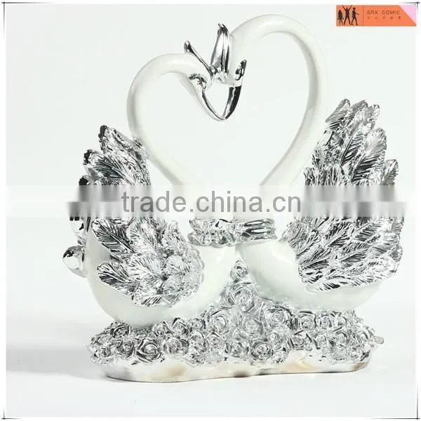 Customized Double White Swans Resin Figures,customized Your Design Animal Resin Figures,OEM Wholesale Resin Figures Factory