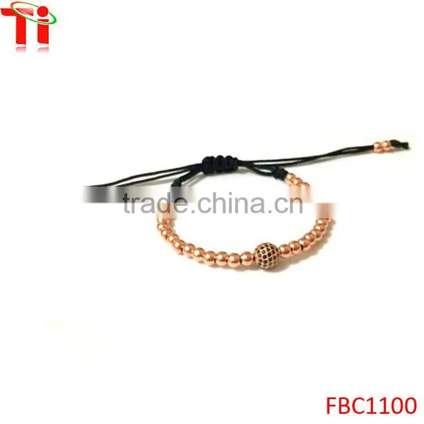New Arrival BALLS DIAMOND MACRAME 18KT Rose Gold Beads Bracelet photo-3