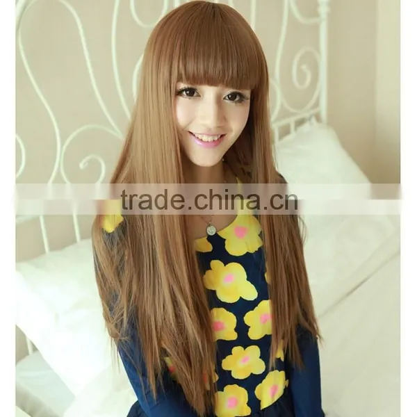 Bestselling 2015 Wholesale Synthetic Wigs Girls Natural Looking Long Black Straight Hair Wigs photo-5