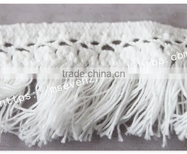 Customized Color 3.5cm Width Polyester Water Soluble Fringe Lace Trim for Gament photo-3