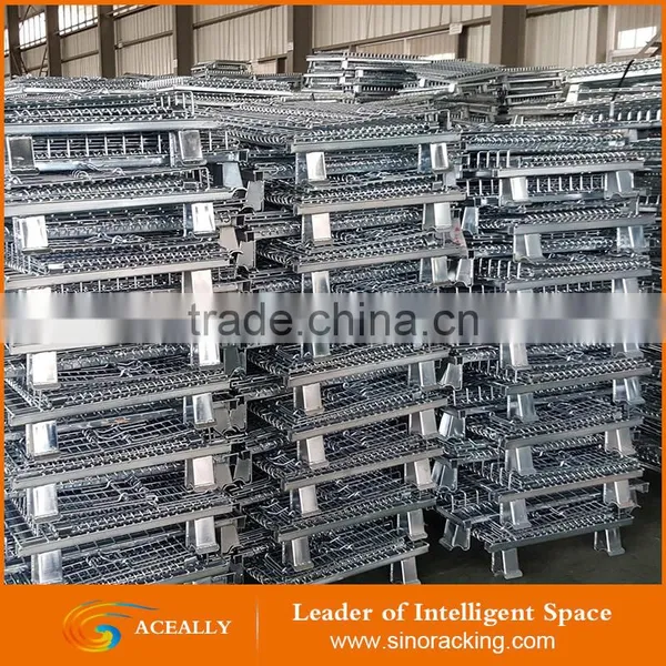 Aceally Folding Warehouse Steel Collapsible Cage Pallet photo-5