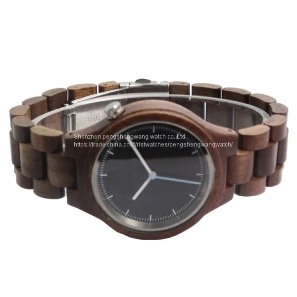 Fashion Walnut Wood Watches All Wood Band Woden Clock photo-5