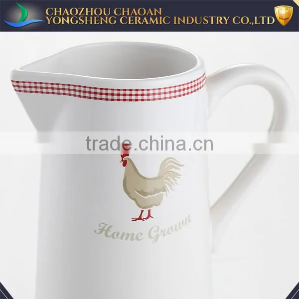 Wholesale White Decal Ceramic Water Pitcher for Bathroom Usage photo-3