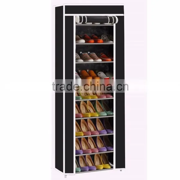 10 TIER CANVAS FABRIC SHOES RACK SHOE STORAGE CABINET RAIL ORGANISER ZIPPER STAND photo-5