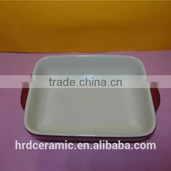 Stock Ceramic Microwave Safe Porcelain Square Ovenware With Handle photo-2