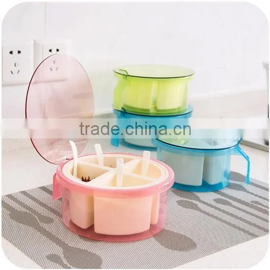 New Design 4 Cases Round Plastic Spice Bottles Wholesale Spice Box Seasoning Box photo-3