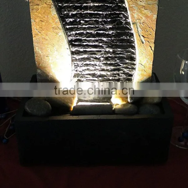 Bending Slate Tabletop Water Fountain With LED Light photo-4