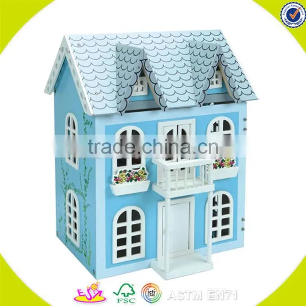 Wholesale Delicate Baby Wooden Dollhouse Playset Stylish Wooden Dollhouse Toy for Kids W06A033 photo-3