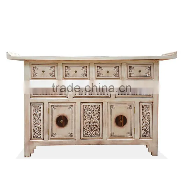 Buffet Console Oriental White Antique Mahogany Wood Furniture photo-2