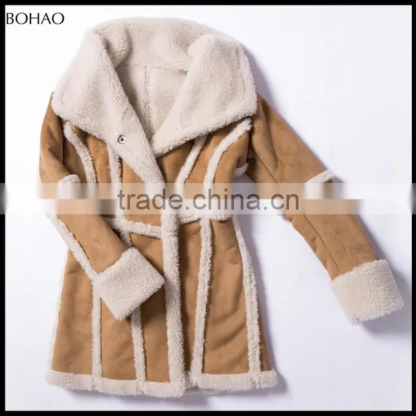 2017 New Fashion Thick Loose Yellow Imitation Fur Coat Women photo-2