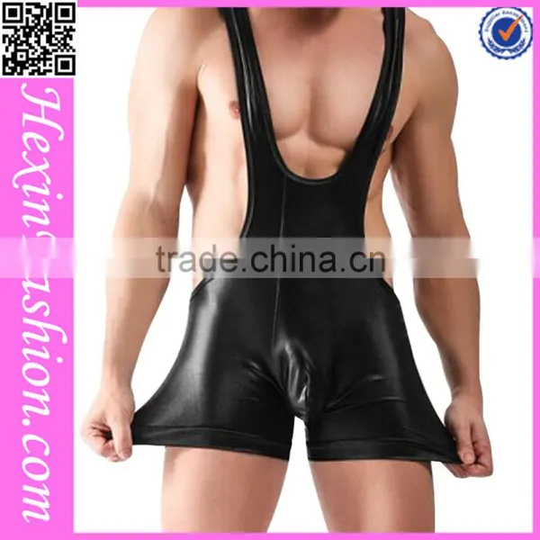 Black Men Leather Jumpsuit Club Wear NO MOQ photo-3