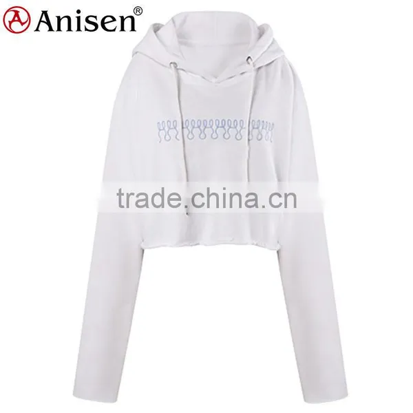 Oem Service Custom 100% Cotton Fleece Women Short Hoodies photo-3