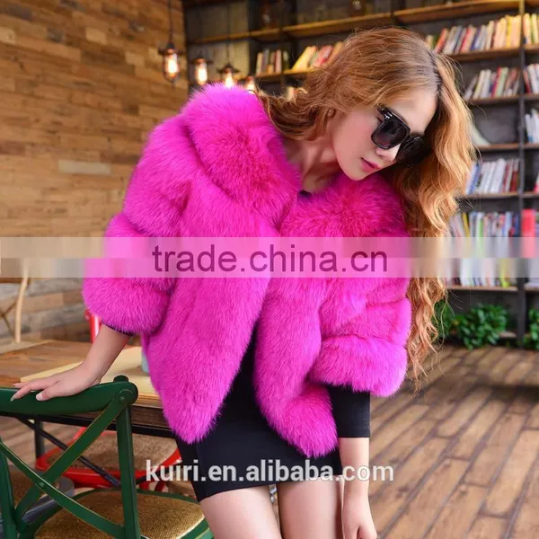 Short Natural Genuine Fox Fur Overcoat Winter Warm Real Coat For Women Real Fur Jacket Striped Style Plus Size Whole Fur Skin photo-3