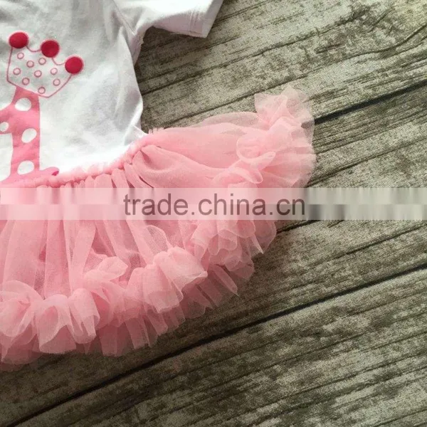 Baby Girls Birthday Tut Romper 1st Tutu Romper With Headband photo-2