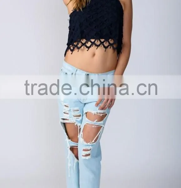 Latest Design Longer Back Lace Front off Shoulder Lace Top photo-2
