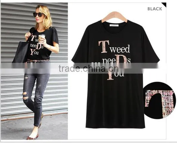 Render Unlined Upper Garment Loose off Letters Printed T-shirts Big Yards photo-2