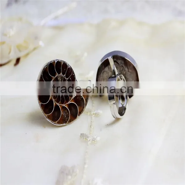 Unisex Natural Stone Conch Pendant Ring photo-2