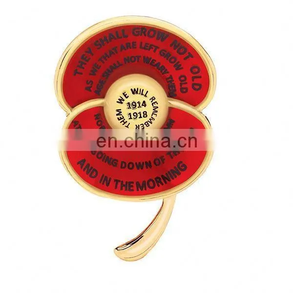 Promotional Factory Supply Enamel Poppy Brooch