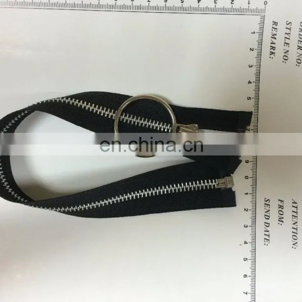 5# Black Tape Slider and Big Ring Puller Metal Zipper photo-2
