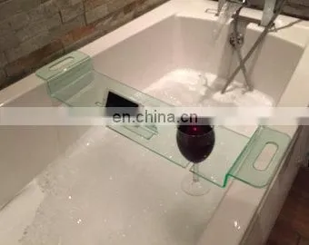 Acrylic Bath Tub Caddy Bathtub Caddy Tray With Ipad Storage Holder photo-2
